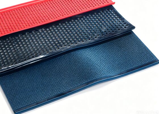Self Cleaning Red Polyurethane Flexible Screen Mats for Moist Viscous Materials