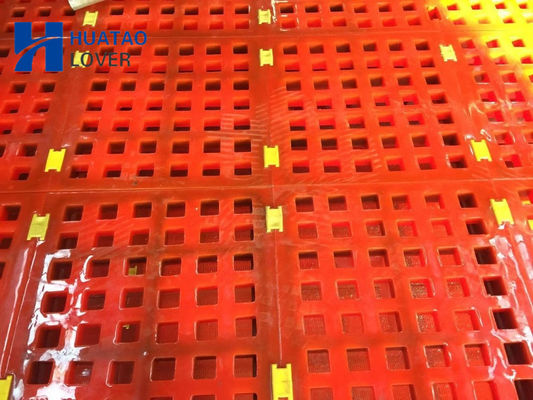 Customized Red 5-50mm Aperture Polyurethane Screen Panel with Embedded Steel Frame