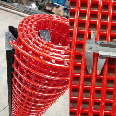 Industrieel gehalte 2,5 mm staaldraad tufflex scherm bekleed met PU in 1x6 mm temperatuur grootte